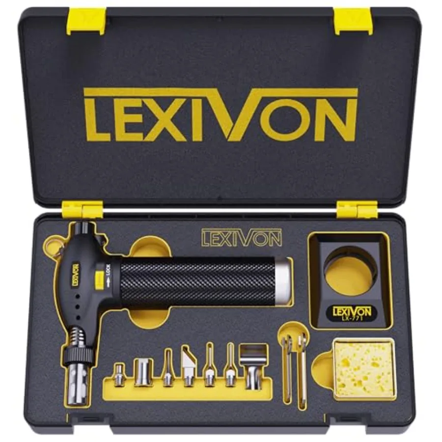 

Butane Torch Multi-Function Kit Premium Self-Igniting Soldering Station with Adjustable Flame Pro Grade 125-Watt Equivalent LX-