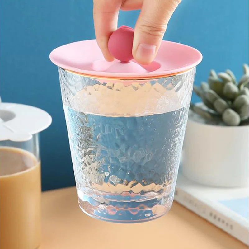 Round Heat-Resistant Lid Cup Cover Non-toxic Silicone Universal Water Cup Lid Anti-dust Coffee Mug Sealed Cap With Spoon Holder