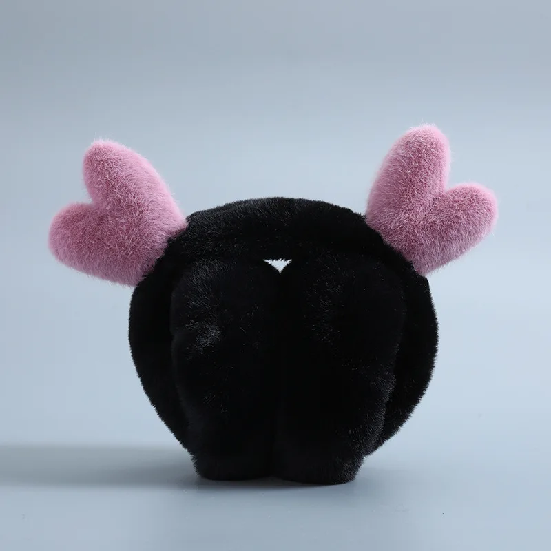 Cache-oreilles de dessin animé en peluche pour femmes et étudiants, cache-oreilles chauds pour dames, plus sourire, automne et hiver