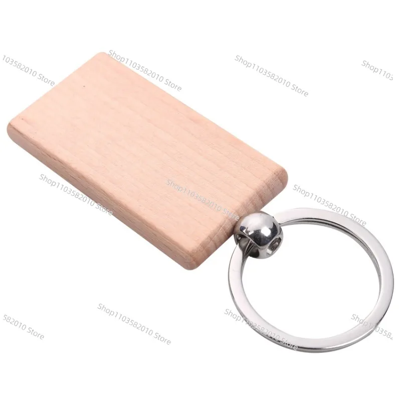 120Pcs Blank Rectangle Wooden Key Chain Diy Wood Keychains Key Tags Can Engrave Diy Gifts