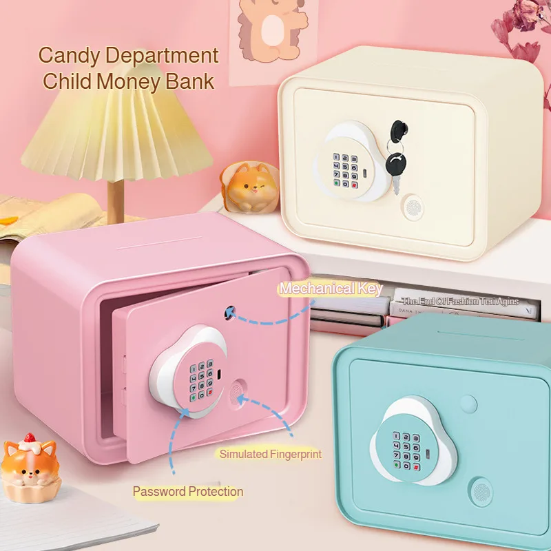 Cartoon piggy bank fingerprint password box automatic money saving anti-fall piggy bank sound and light sensor cute pet toy
