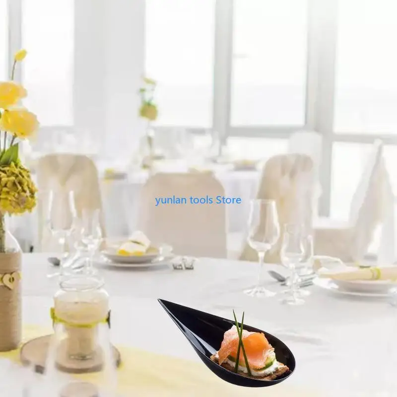 

50LB Plastic Dessert Cups Disposable Plastic Dessert Plate Bowl Spoon Shaped Plate Ice Cream Plate Tea Break Buffet Tableware