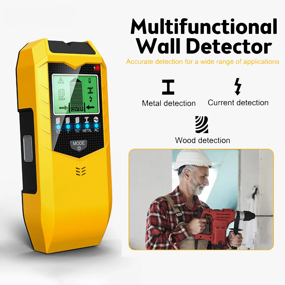 

Wall Stud Finder Sensor SH402 Wall Scanner 5 in 1 LCD Electronic Detector Edge Center Wood Current Metal AC Live Wires Detection