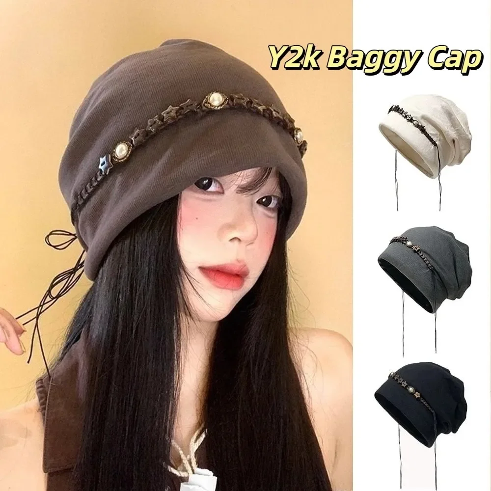 

Retro Vintage Y2k Baggy Cap Star Fringed Boho Beanies Cap Ethnic Style Versatile Pullover Hats Spicy Girls