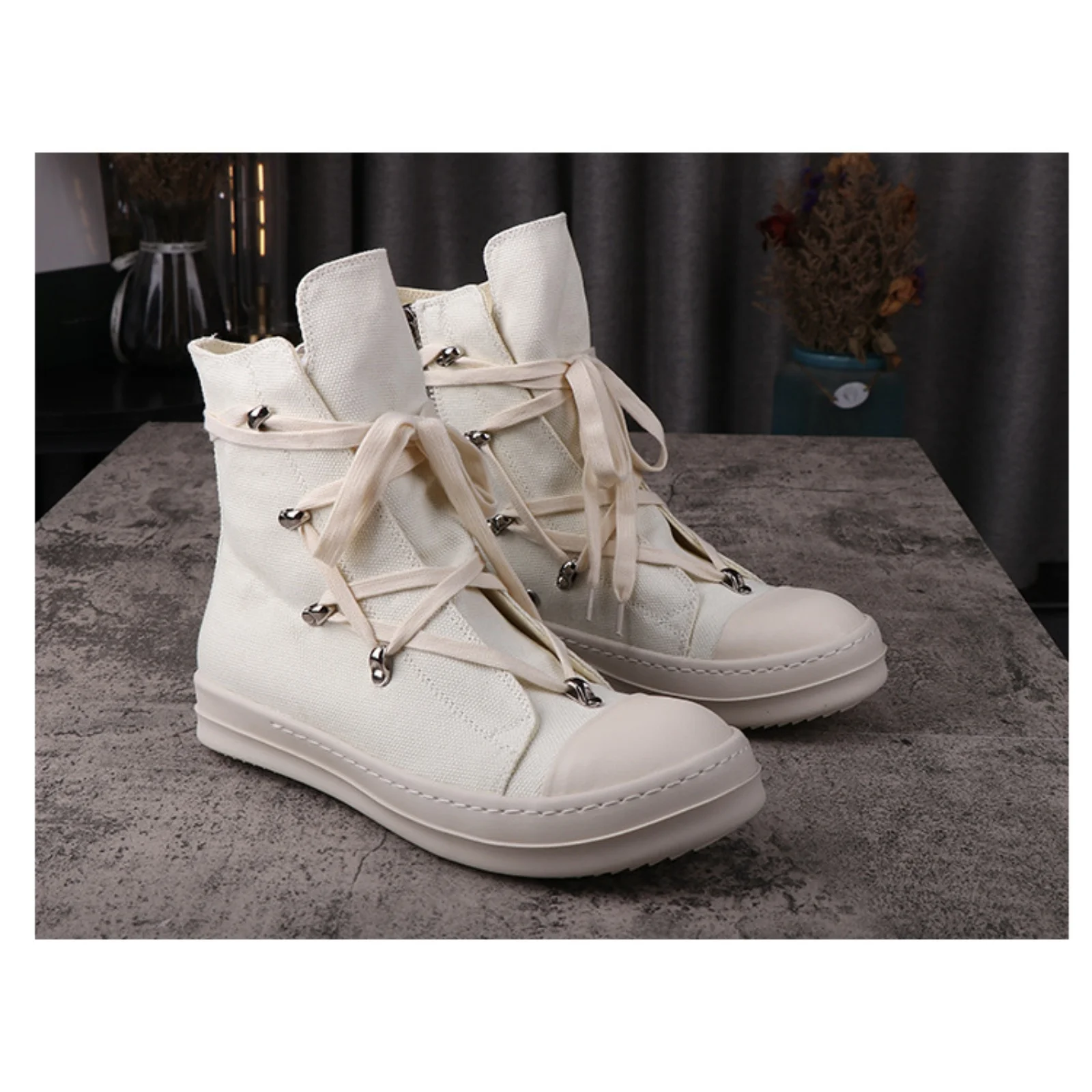 High top Quality Men and Women Casual Sneakers 35-48 Fashion Designer Canvas shoes Punk Goth Zipper RO Trendy Tennis shoes