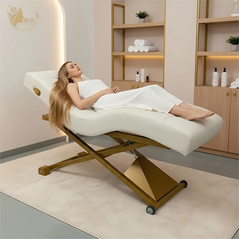 Factory Price Adjustable Massage Table Memory Foam Stainless Steel Spa Massage Bed Curved Electric Lash Bed SPA Salon Furniture