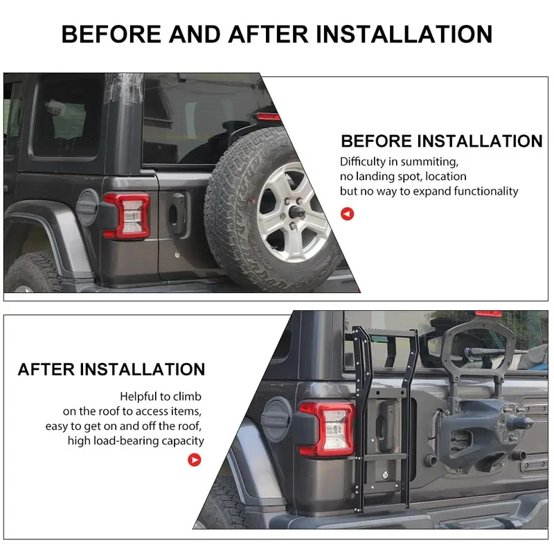 High Quality Tailgate Ladder Protective Frame Rack Exterior Parts JL 2018-2025