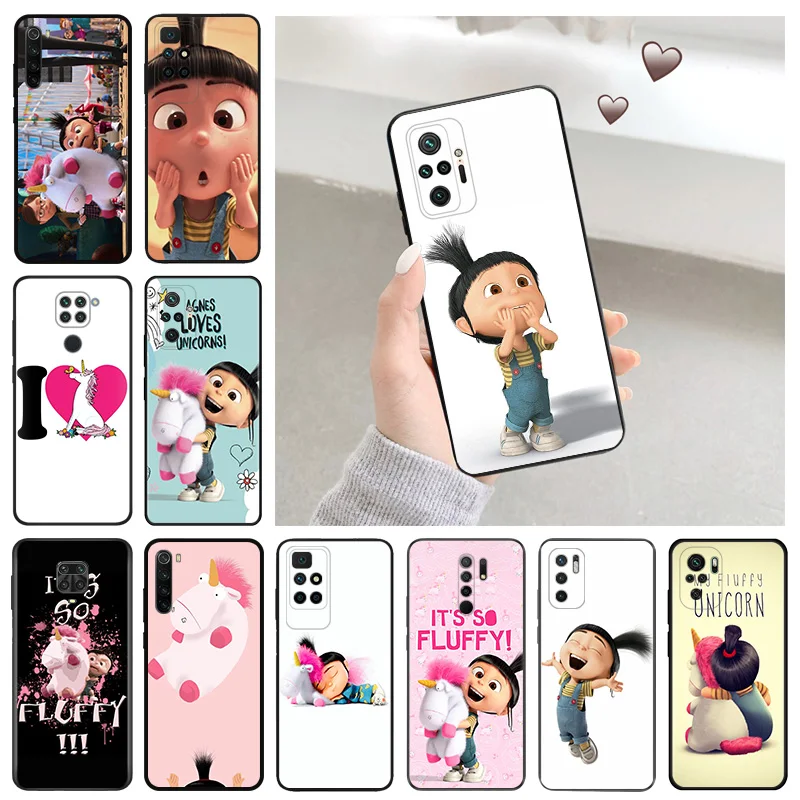 Black Matte Anti-Drop Phone Case For Xiaomi Mi 11 11T 10 10T Lite Note 10 My Fluffy Unicorn Agnes Redmi 8 8T 7 K40 K50 K60 Cover