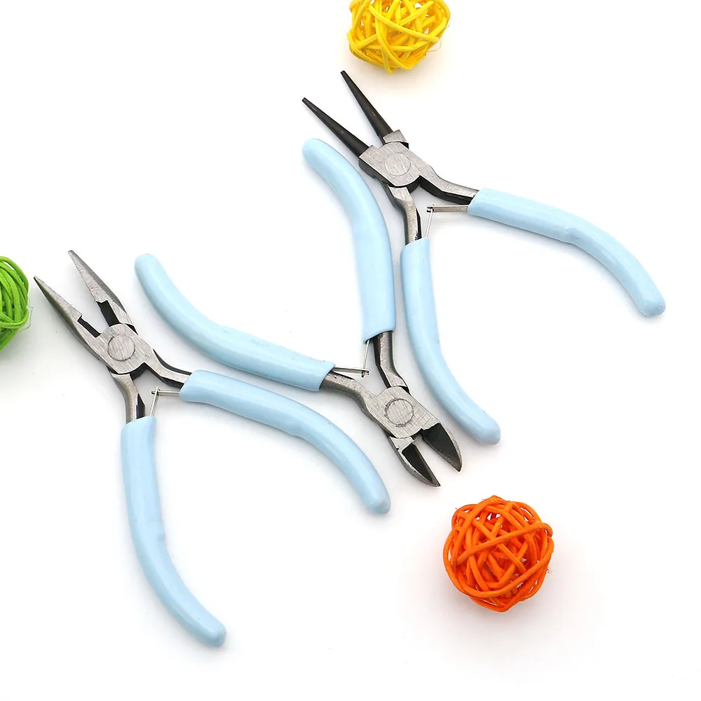 Practical New-style Light blue Long Needle Round Nose Cutting Wire Pliers Auxiliary Tool Accessories for DIY Jewelry making