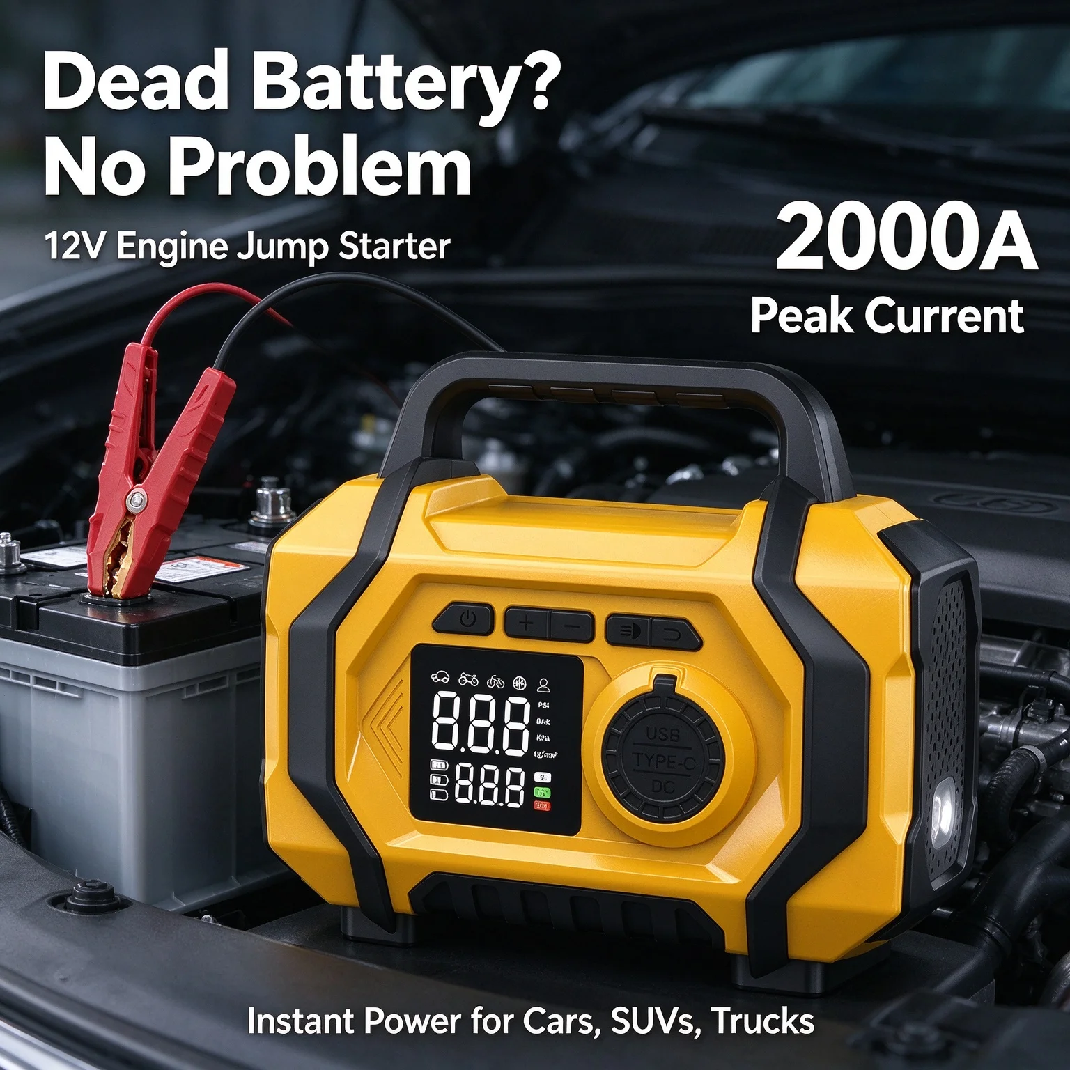 12v Battery Charger Start in Winter Starting Device Portable Car Battery Charger     Power Bank Car Jump Starter Air Compressor