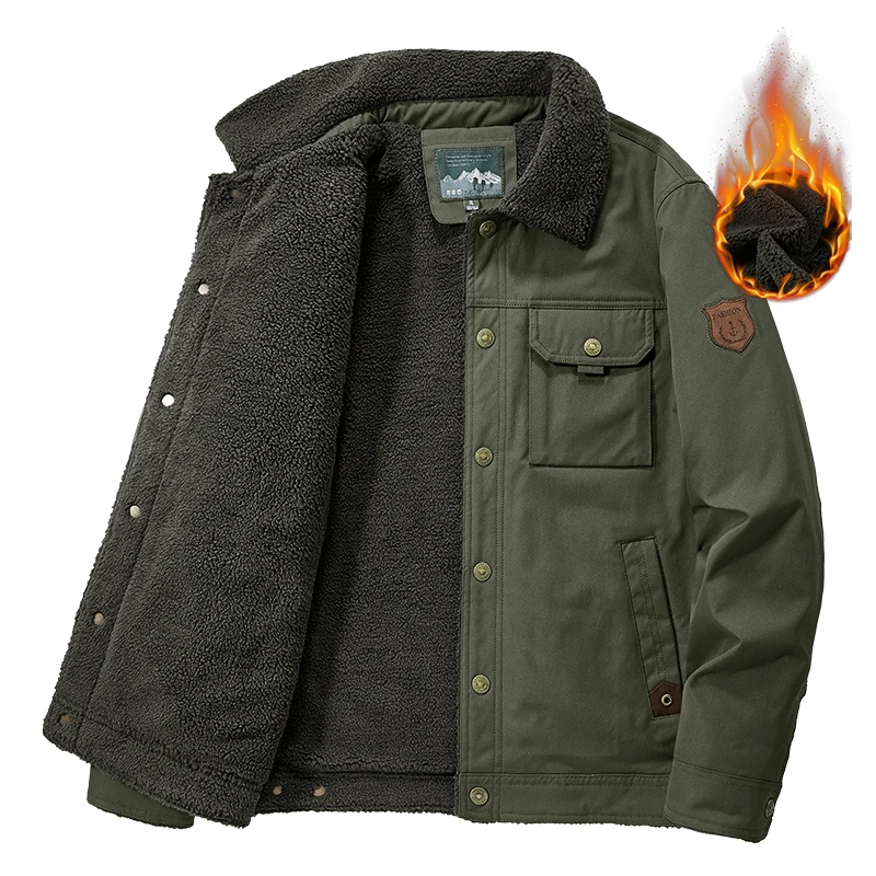 Parkas de forro polar para hombre, chaqueta Bomber cálida, abrigo grueso, ropa de abrigo de piel, chaquetas acolchadas de algodón informales,