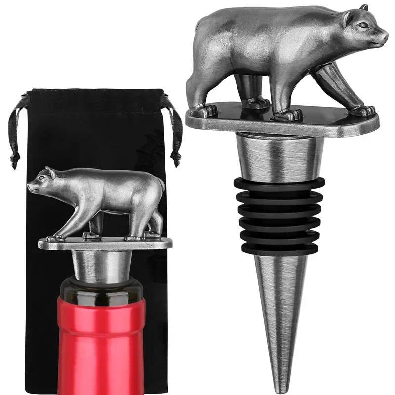 

Portable Metal Bear Shape Wine Stopper Animal Bottler Stoppers for Champagne Kitchen Club Wedding Wine Accessory Gadget