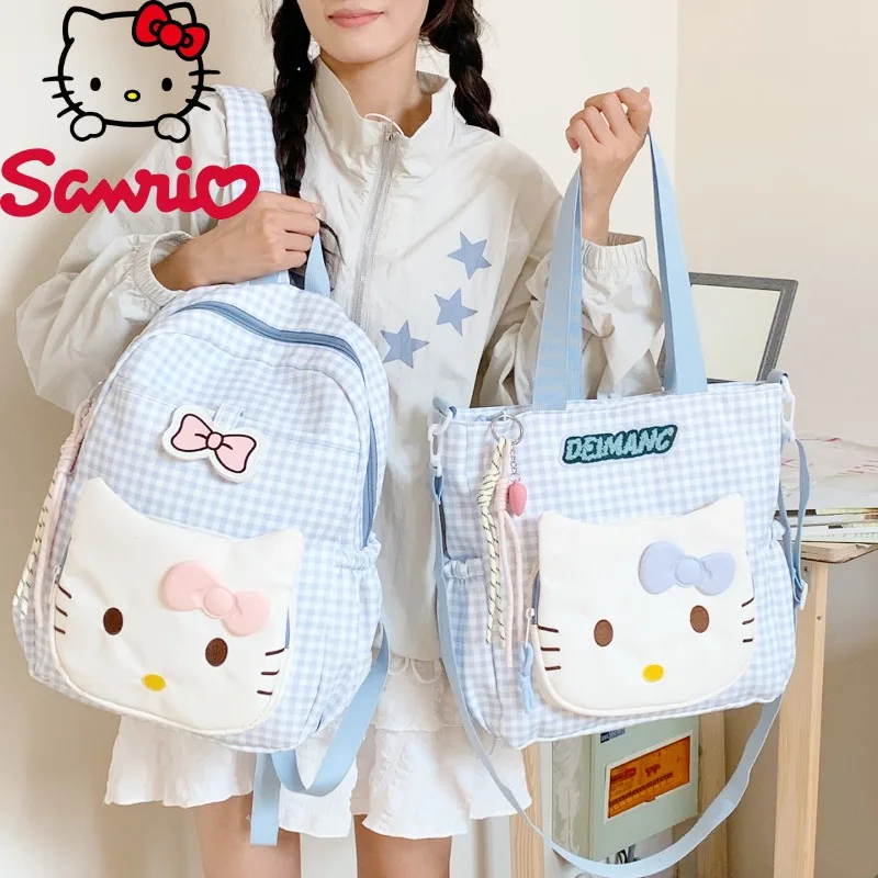 

HelloKitty New Women's Backpack Fashion High Quality 2-piece Set Storage Bag Cartoon Versatile Multi Functional Student Backpack