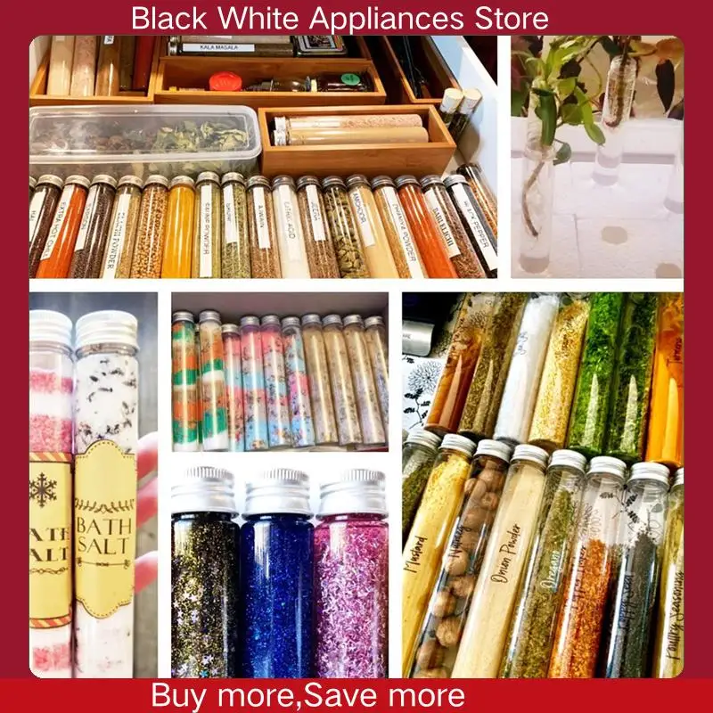 Provette da 24 pezzi da 110 ml, provette in plastica trasparente con tappi, contenitori per sale da bagno a fondo piatto per caramelle, caramelle Gumball-CLIM