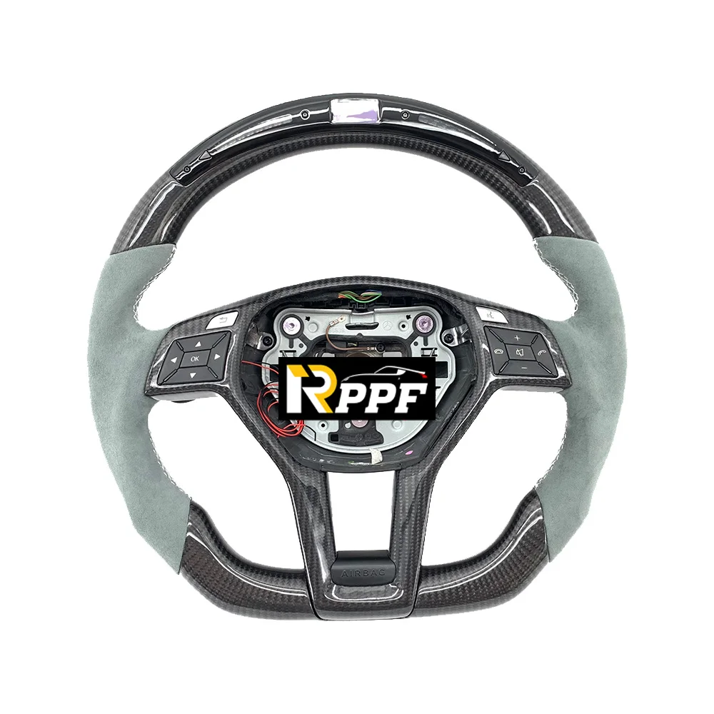 

RPPF Customized Carbon Fiber Steering Wheel for Mercedes-Benz 2012-15 A-Class W175/E350/C63/W204/E63/Cls63/Slk55 AMG/CLA 2020