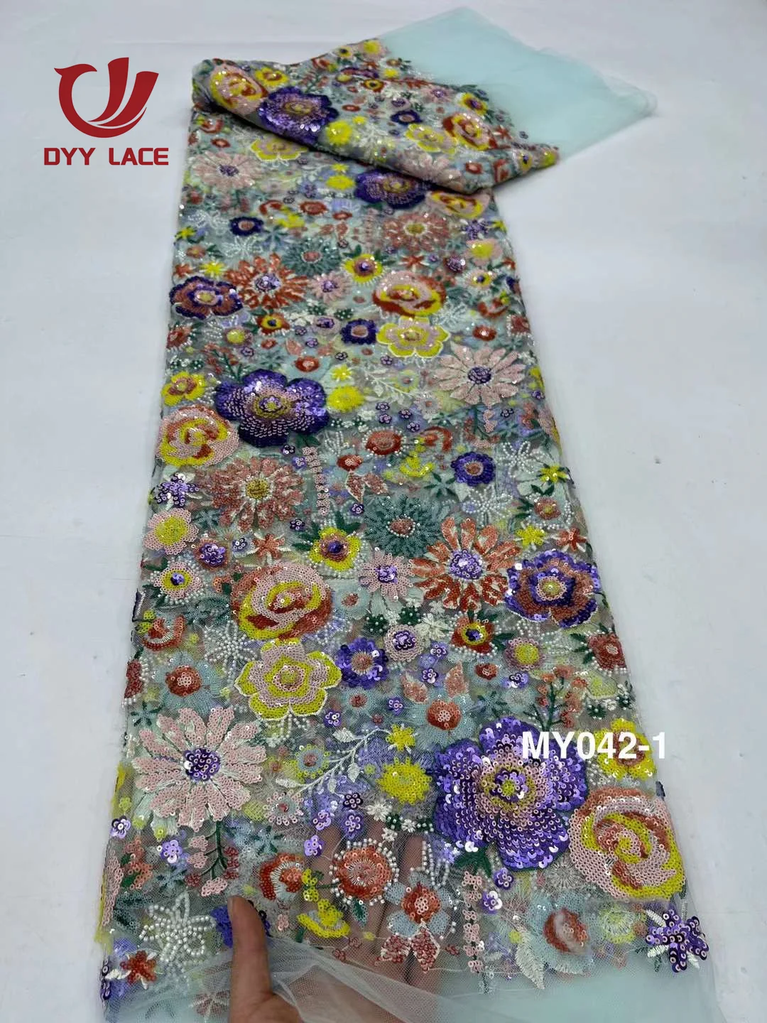 2024 African High Quality Nigerian Material Lace Flower Fabric For Wedding With sequin Groom Embroidery French Lace Fabrics