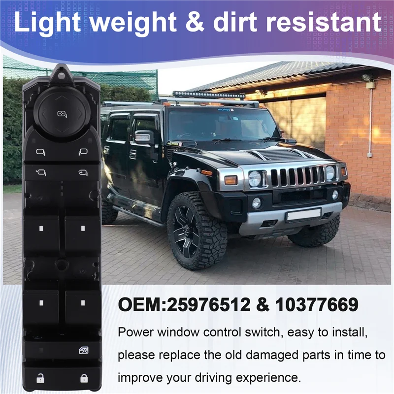 

Power Window Switch Passenger Side For Car For Hummer H2 6.2L V8 08-10 Luxury 10377668 25976511 LHD