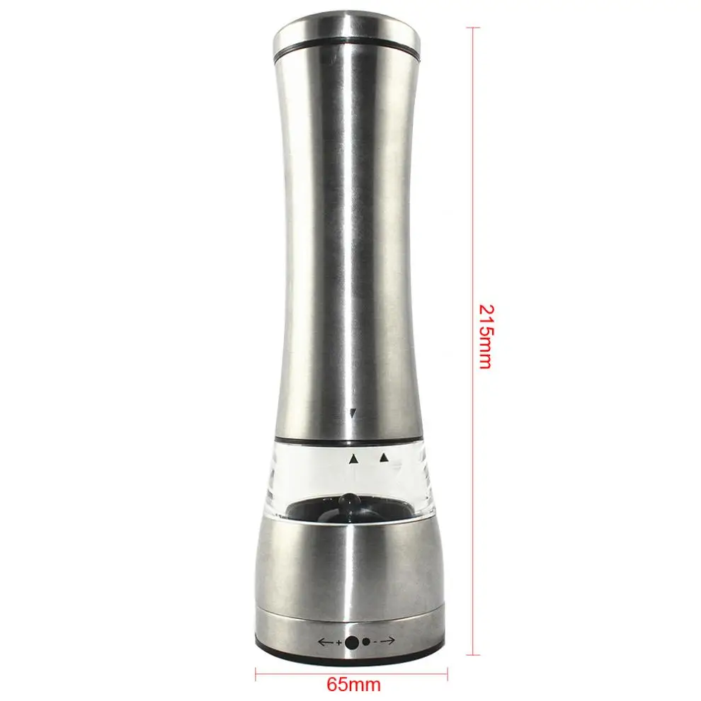 Black Pepper Mill Electric Salt Pepper Mills Grinder Spice Mill Battery Power Adjustable Ceramic  LED Light for Cooking Tool