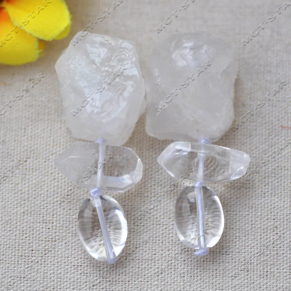 

MTC·STAR 2'' 26mm Clean Drop Baroque Ice Sugar Cubes Crystal Raw Stone Dangle Earring (Z14568)
