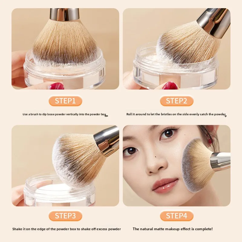 Bulb Shape Powder Brush Non-Absorbent Large Fluffy Brush for Loose Powder Blush & Setting, Soft Synthetic Bristles