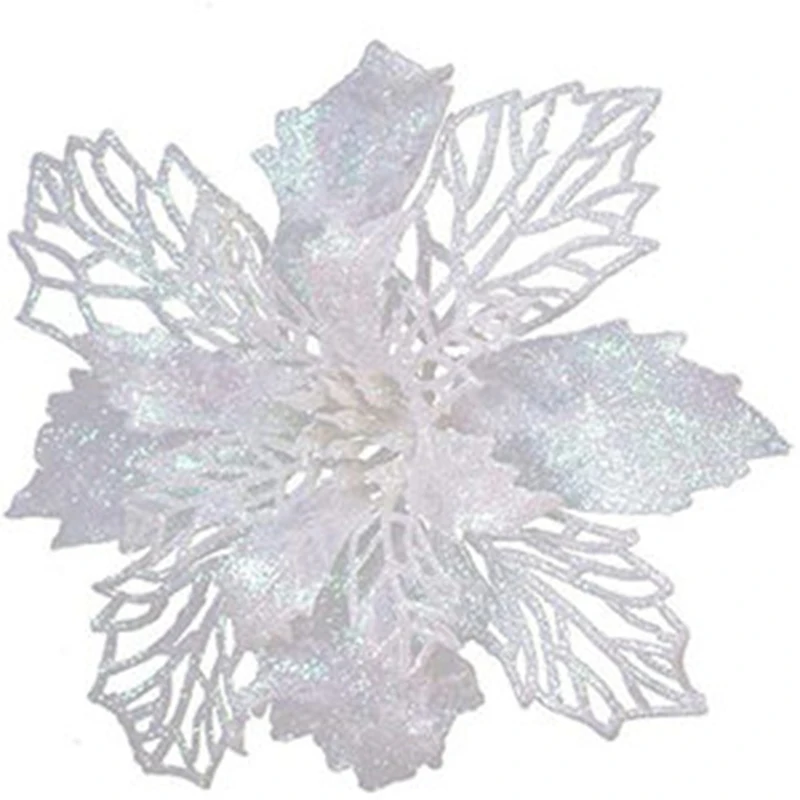 11cm Kerstdecoratie Glitter Kunstbloem Kerstboomhanger voor Huisdecoratie Kerstmis Navidad Nieuwjaar 2026 Ornament