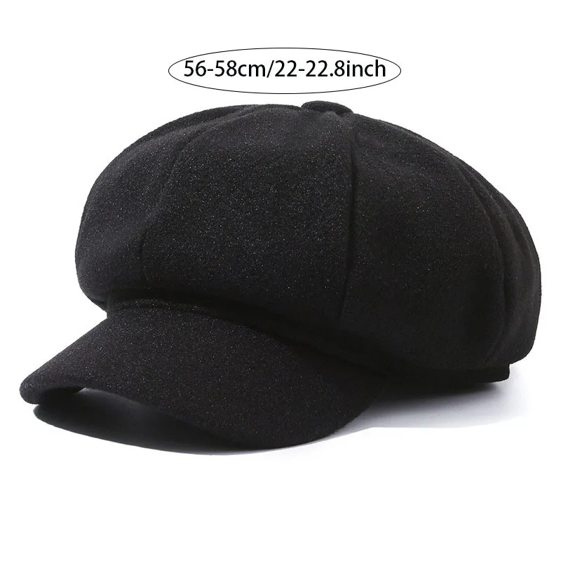 Fashion Solid Color Woolen Beret Autumn and Winter Outdoor Cotton Hat Windproof Newsboy Hats Men Women Universal Painter Caps