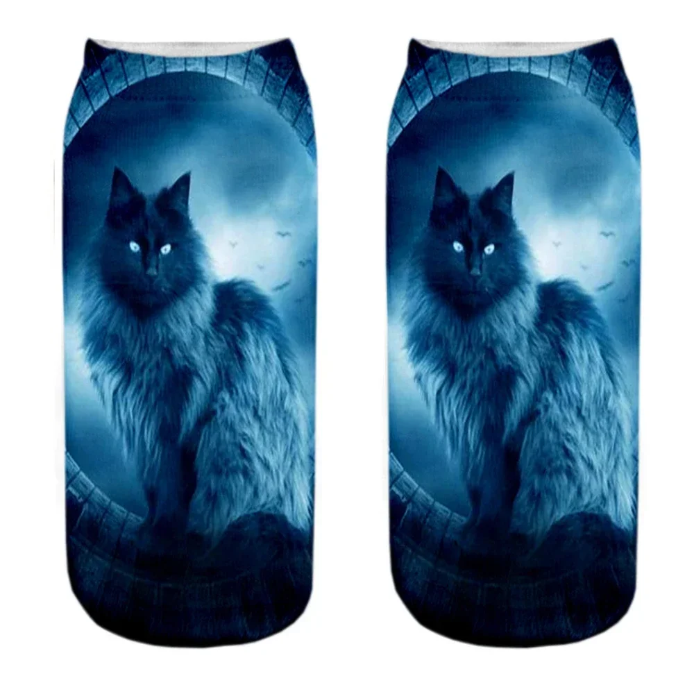 New Arrival! 3D Printed Two Cat Socks, Cute and Funny, Ideal for Women and Men\'s Gothic Night