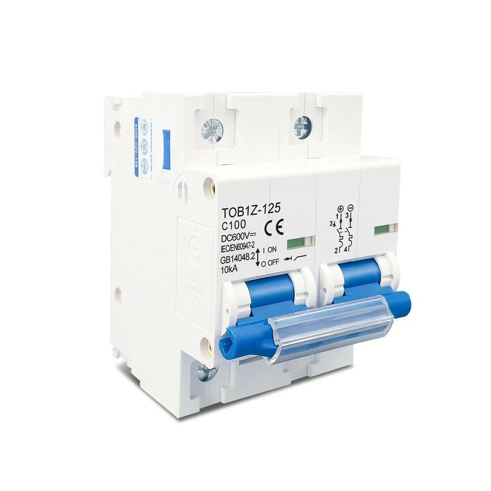 2P 125A 600V DC Miniature Circuit Breaker For MCB For Solar PV System For Battery Protection Overload Short Circuit Industrial
