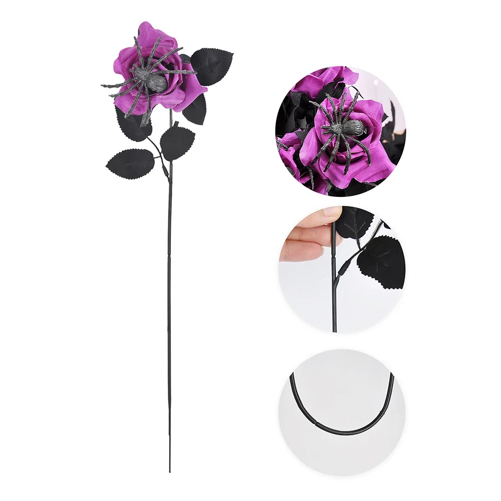 

Photo Props 38cm Halloween Artificial Rose Realistic Gothic Spider Rose Bouquet Handmade Simulation Fake Flower Ghost Festival