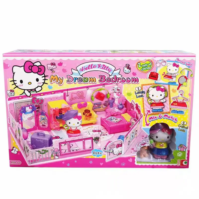 Hello Kitty's veelzijdige styling droomkamer 50127 aankleedpop meisje simulatie kamer meubilair speelhuis speelgoed