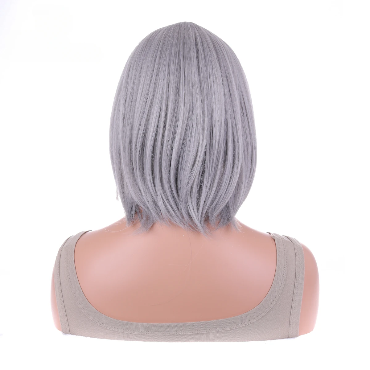 Silver-ash wavy fringe shawl Natural synthetic heat-resistant fiber wig for everyday party 12 inches