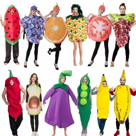 Adult Festival Carnival Vegetable Stage Costume Halloween Party Cosplay Food Pea Costume Funny Fruit Banana Watermelon Costume