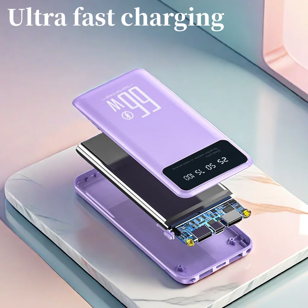 66W power bank  60000 mAh, ultra-thin and portable outdoor mobile power supply, suitable for charging all mobile phones