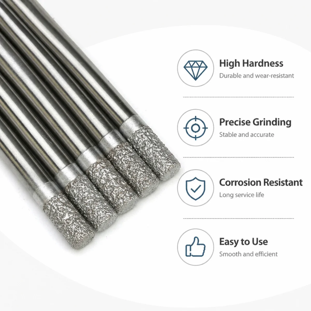 

10x20x120mm Flat Bottom Diamond CNC Router Cutter Milling Bit Set for Stone Marble Engraving Cutting 5pc Straight Endmills