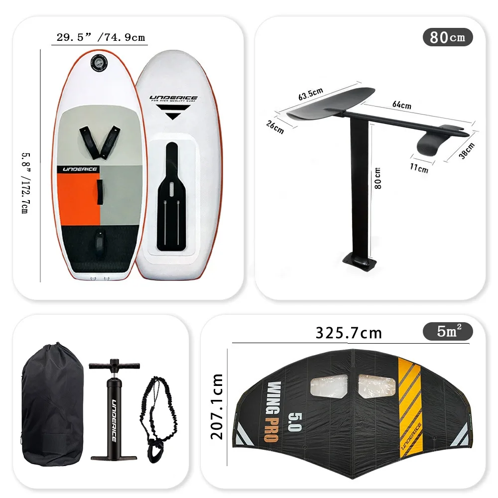 Unpowered Carbon Fiber Hydrofoil SUP Paddle Board with Wind Wing,  Stand-Up Board Ocean/Lake Cruising, Efficient Sailing