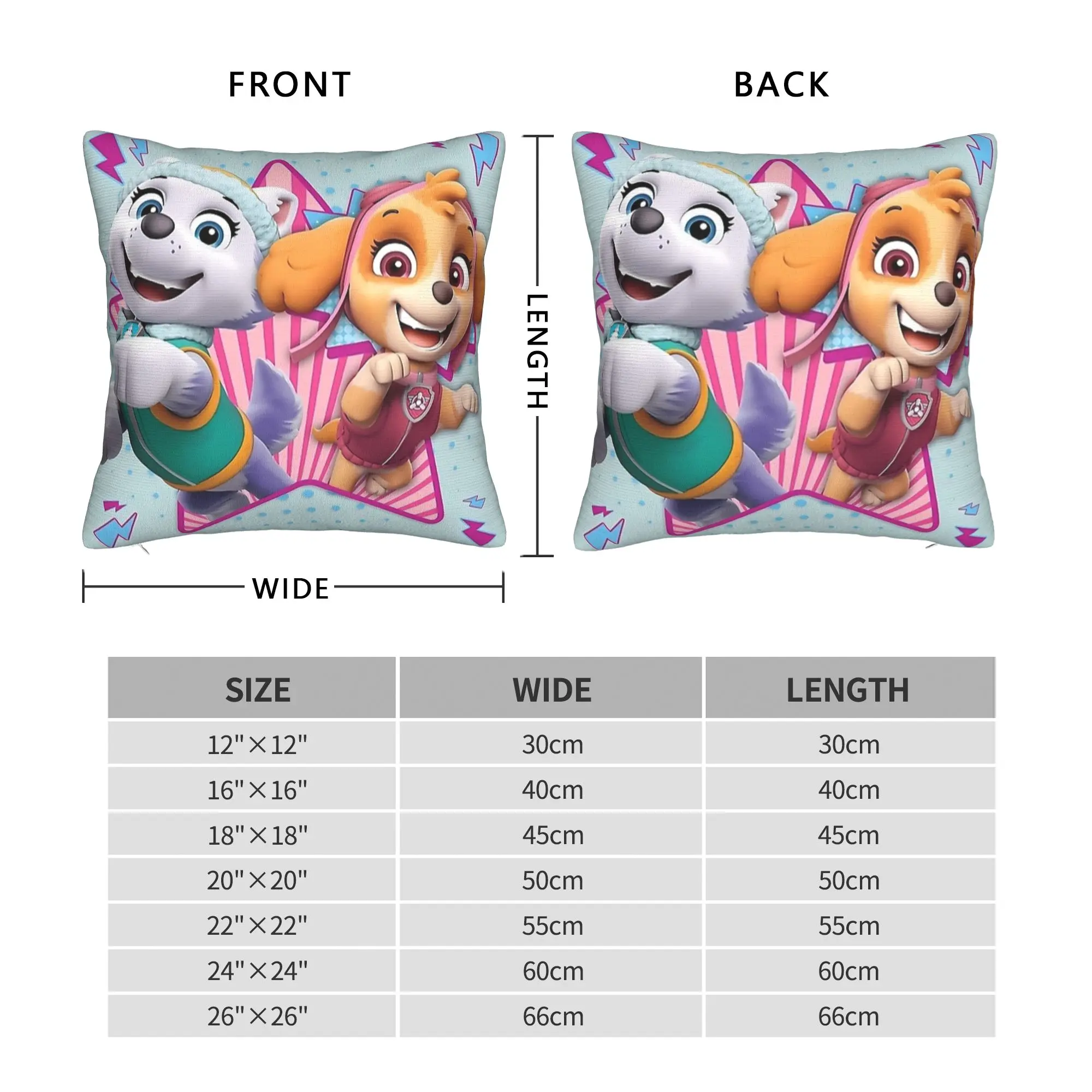 P-PAW P-Patrol Dog Skye Everest Throw Pillow Cover Polyester Decorative Pillow Cartoon Dog Vintage Pillowcase