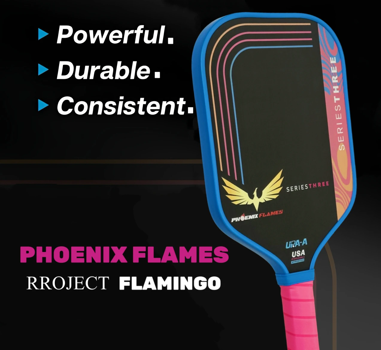 

PHOENIX FLAMES Picklball Paddle, T700 Carbon Fiber Textured Surface, Polymer Honeycomb Core 16MM, Balance Power&Spin&Control