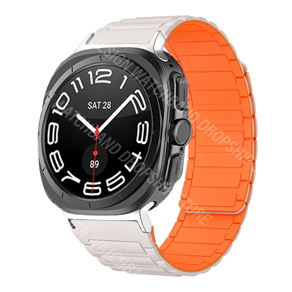 Correa magnética sin huecos para Samsung Galaxy Watch, correa de silicona deportiva Ultra de 47mm, pulsera suave para SAMSUNG ULTRA de 47mm