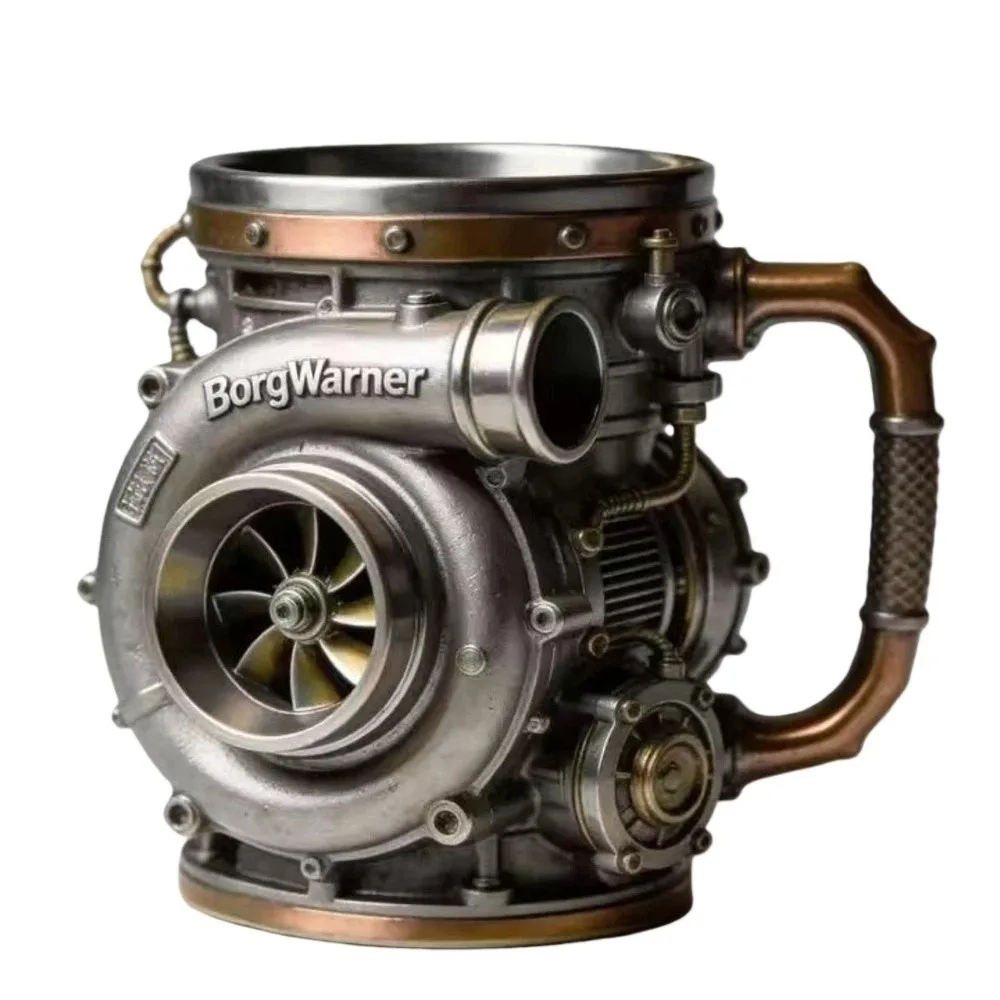 Resin Turbocharger Mug Comfortable Grip Sturdy and Durable 3D Engine Cup Handcrafted Mechanical Element Style Coffee Mug