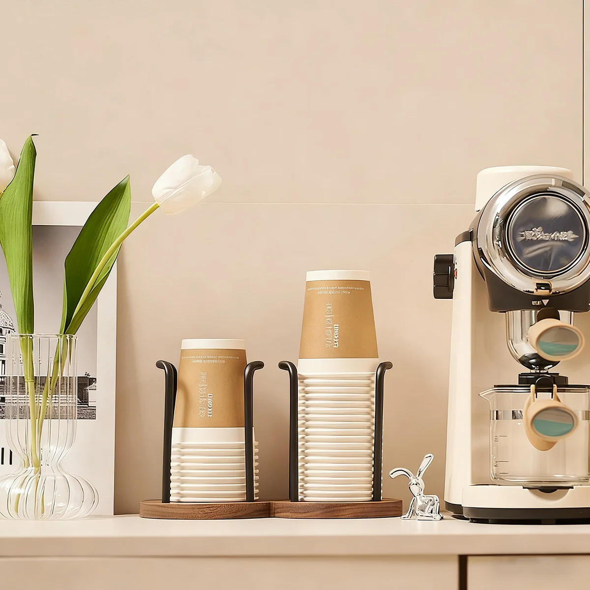 Disposable Cups Holder Paper Cup Dispenser Multifunctional Desk Cup Storage Rack Mouthwash Cup Dispenser on Vanity Countertops