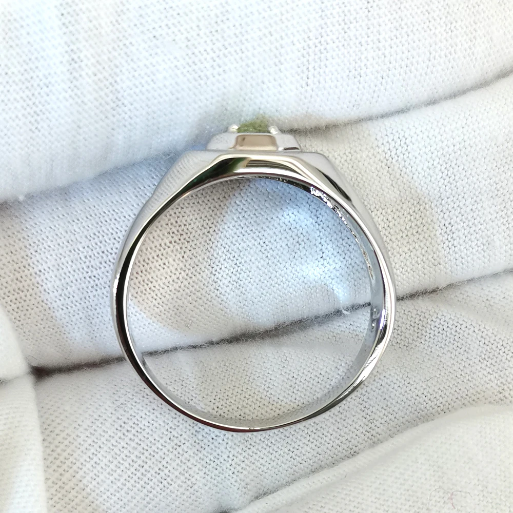 Natural Green Peridot Cross Ring Men 925 Sterling Silver 5mm Gemstone Birthday Crystal Jewelry R524GPN
