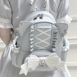 Richme Lolita Women Backpacks Trend Patchwork Bow Aesthetic Mochilas Para Mujer Y2K Harajuku Subculture JK Uniform Bag Female
