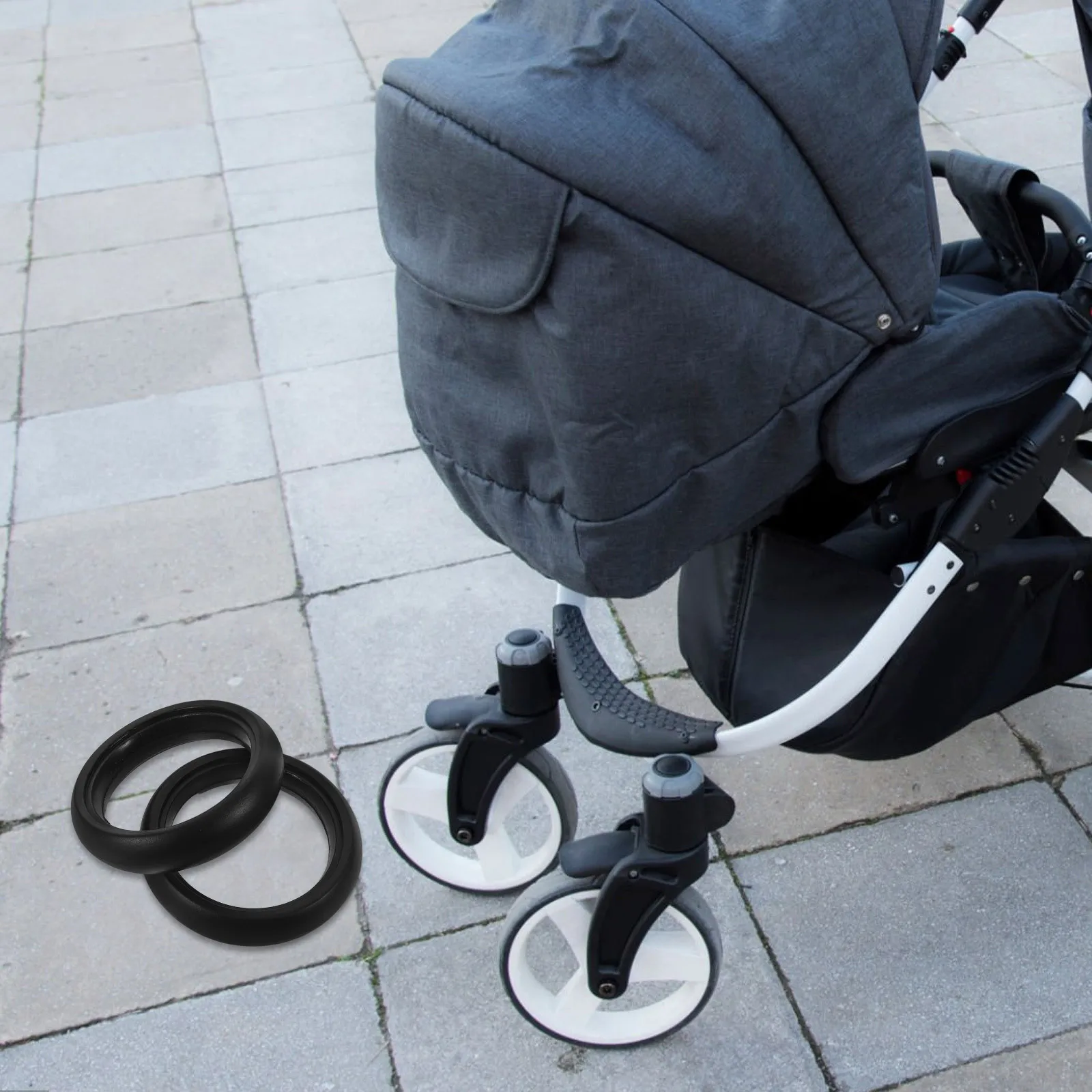 2 قطعة استبدال الطفل 5 بوصة المطاط الإطار الخارجي ل يدفع باليدين عربة الرضع عربات التي تجرها الدواب العالمي الجبهة الخلفية عجلة عربة الإطارات مجموعة #3