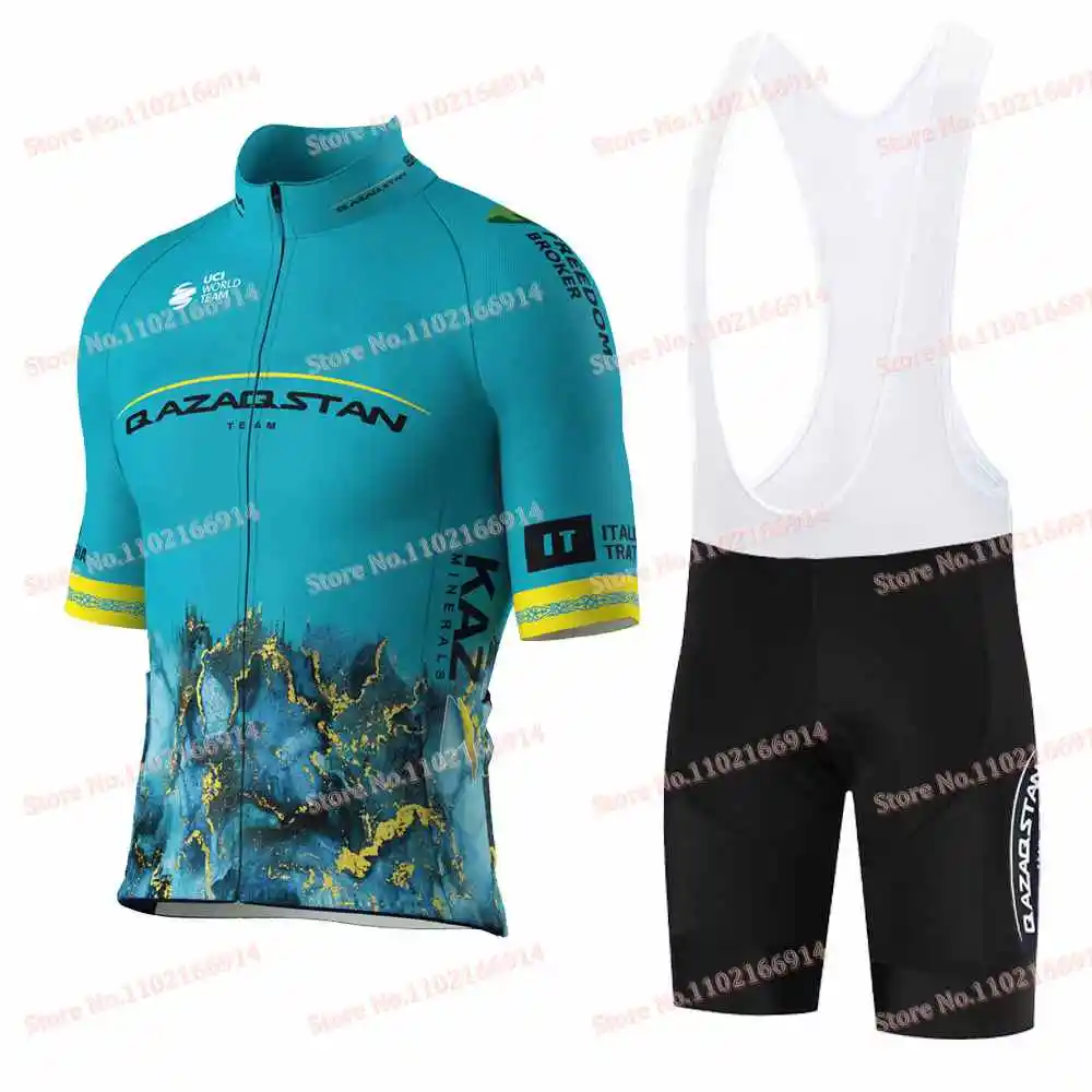 Комплект велосипедного трикотажа команды Qazaqstan 2024, одежда чемпионата мира Марка Кавендиша, рубашки для шоссейного велосипеда, костюм, велосипедные нагрудники, шорты MTB Ropa