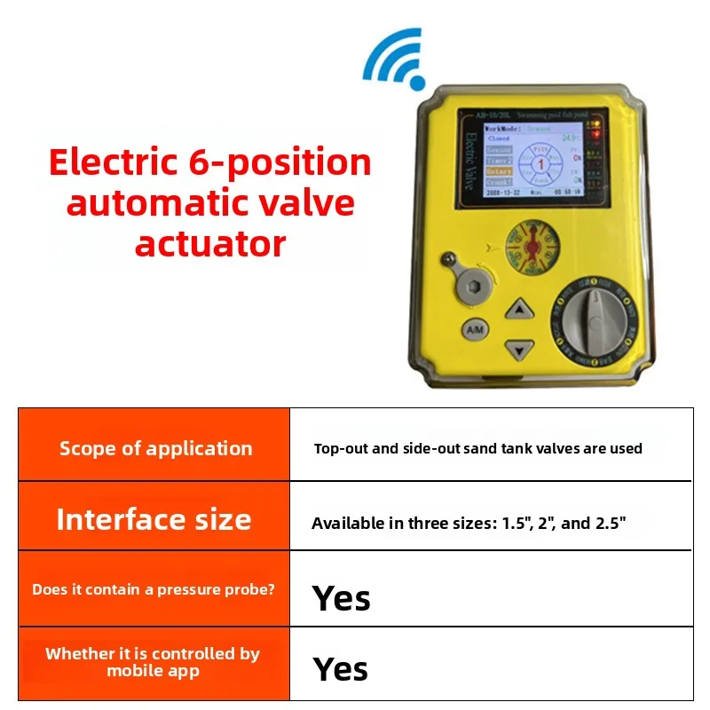 Smart WiFi 6 Position Backwash Valve for Automatic Pool Filter Cleaning, 110V-240V Wide Voltage Multi Port Plumbing System