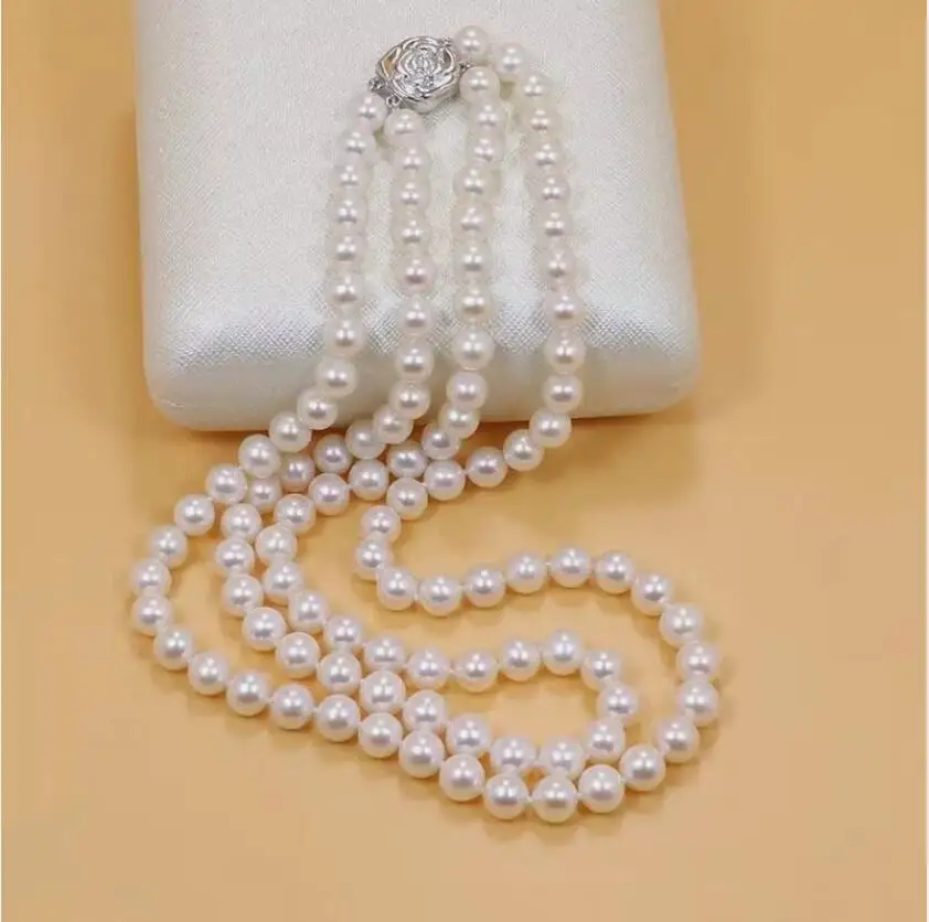 elegant 8-9mm south sea natural white pearl necklace 17'' 18