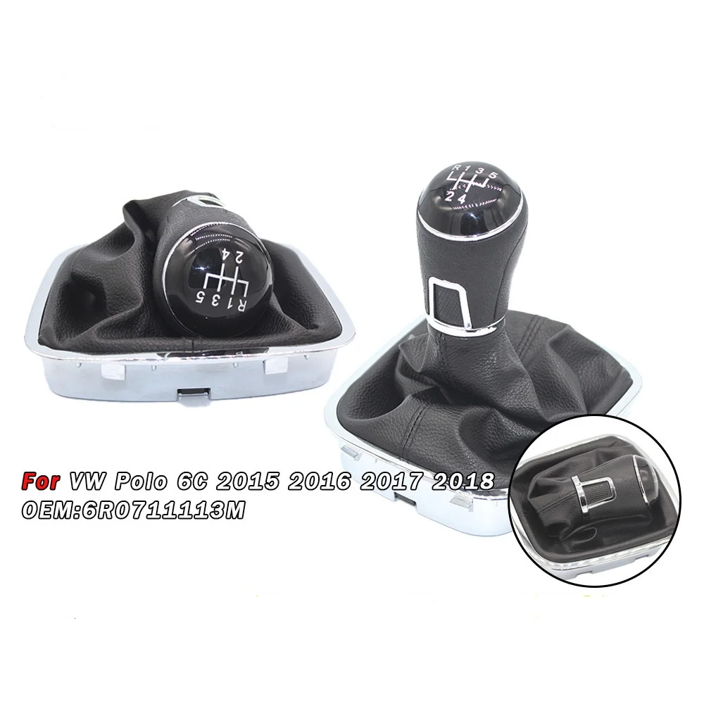 Car Gear Shift Knob Shift Lever Dust Cover Boot 5 Speed For VW Polo 6R 6C Hatchback Sedan 2011-2018 Car Accessories