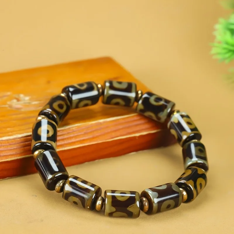 سوار من الخرز التبتي على شكل برميل، مجوهرات عرقية مناسبة للرجال والنساء