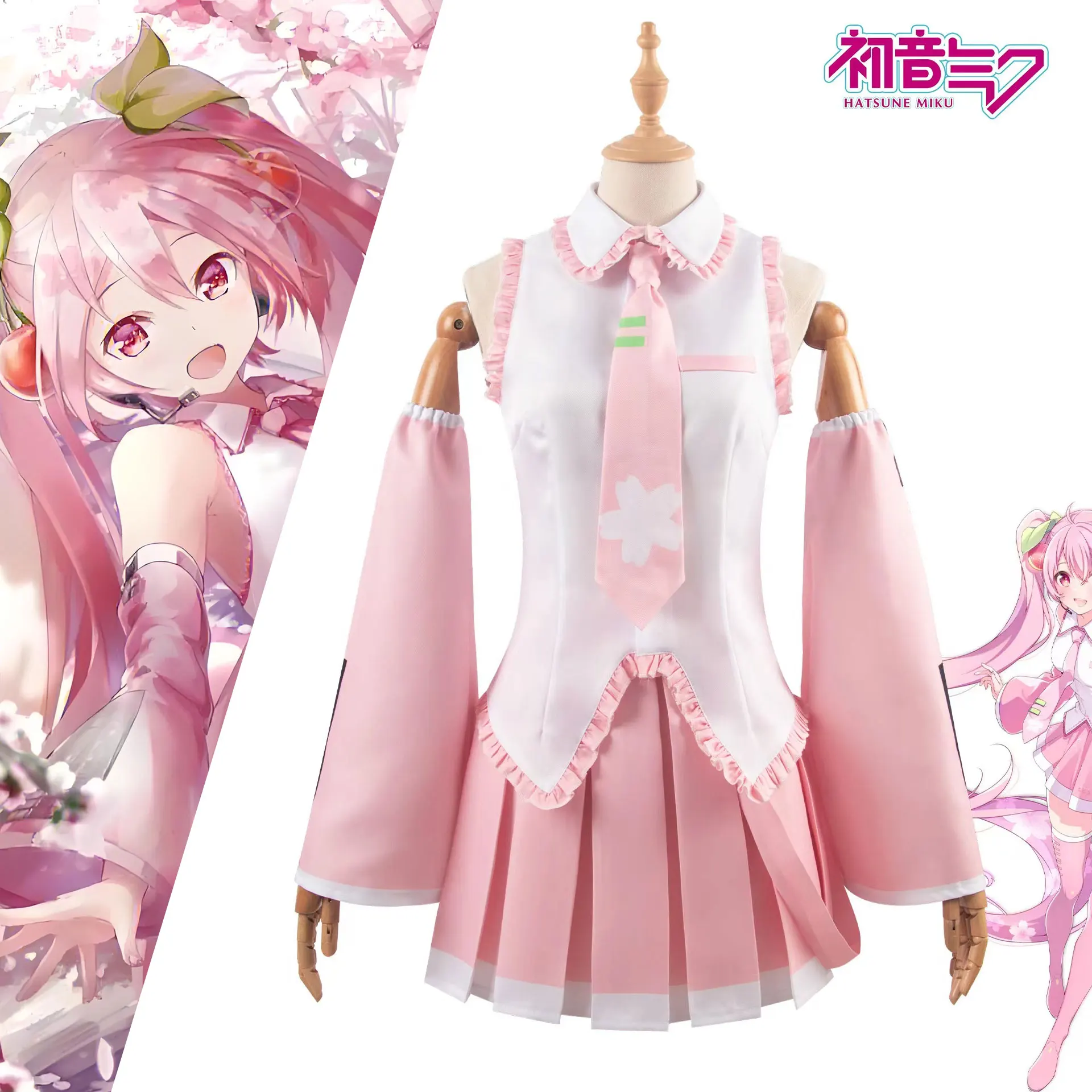 Nuevo disfraz de Cosplay de Miku rosa, ropa de Hatsune Miku MIKU, disfraz de Cosplay de Anime, falda JK, traje de Miku rosa, accesorios de peluca para Halloween
