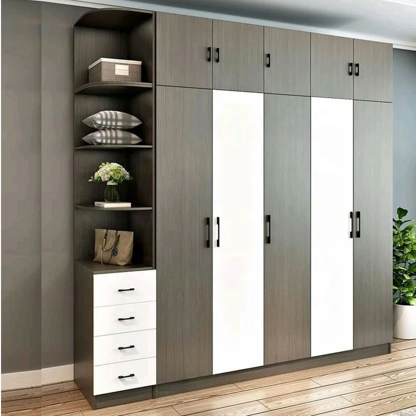 Factory Supply Modern Style Simple Design Storage Closet Bedroom Professional 5 Doors Wardrobespromote sales